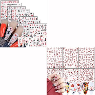 8 Sheets Rose Nail Stickers and 6 Sheets Rose Nail Stickers