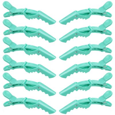 12 Pcs Alligator Hair Clips for Professional Styling Sectioning Non-slip Grip Clips for Hair Cutting with Wide Teeth & Double-Hinged-Green