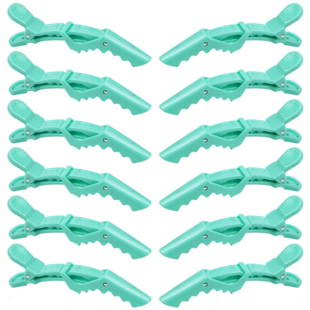 12 Pcs Alligator Hair Clips for Professional Styling Sectioning Non-slip Grip Clips for Hair Cutting with Wide Teeth & Double-Hinged-Green