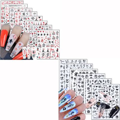 8 Sheets Rose Nail Stickers and 6 Sheets Rose Nail Stickers