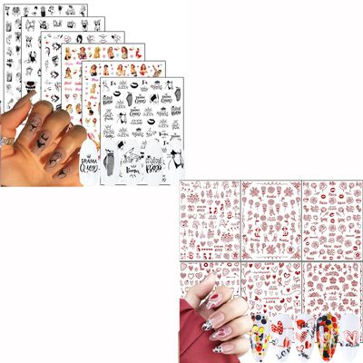 6 Sheets Sexy Girls Nail Stickers and 6 Sheets Rose Nail Stickers