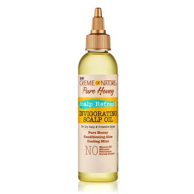 Creme of Nature Pure Honey Scalp Refresh Invigorating Scalp Treatment Oil, Lightweight Formula with Mint & Aloe, Moisture & Shine for All Hair Types & Styles, 4.2 oz