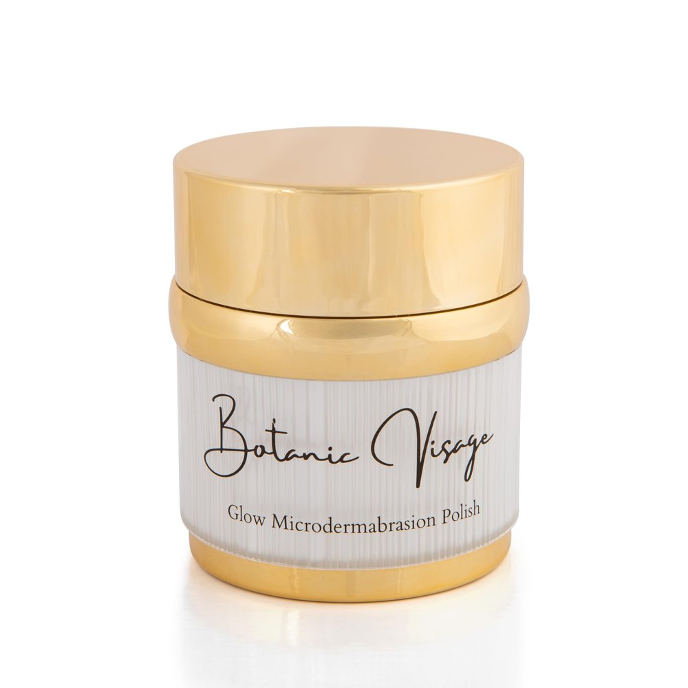 Glow Microdermabrasion Polish: Anti Aging (Natural Vitamin C, Salicylic Acid, Enzymes, AHAs) Deeply Exfoliates Dull-Dry Skin to Glowing-Radiant-Smooth Texture. Tightens Pores-Wrinkles-Botanic Visage