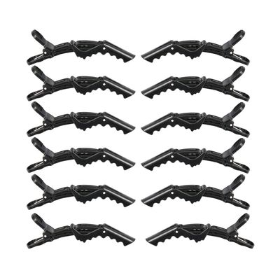 12 Pcs Alligator Hair Clips for Styling Sectioning Hair Clips for Women Wide Teeth Professional for Hair Salon Barber (Black)