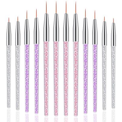 12 Pieces Makeup Brush Art Fine Point Eyeliner Brush Cosmetic Gel Graphic Eyeliner Applicator for Wet Powder Liquid Gel