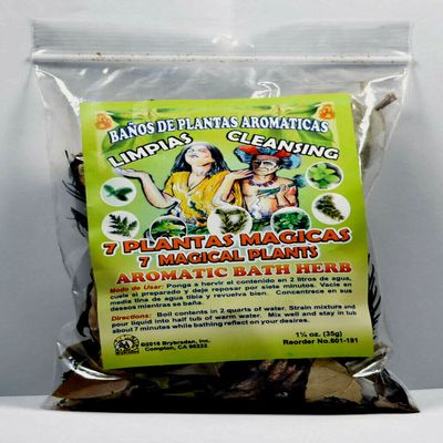 12 PCS Aromatic Soothing Herbal Bath 7 Magical Plants Cleansing 7 PLANTAS MAGICAS LIMPIAS BANO DE PLANTAS AROMATICAS - Made in USA - 1 OZ