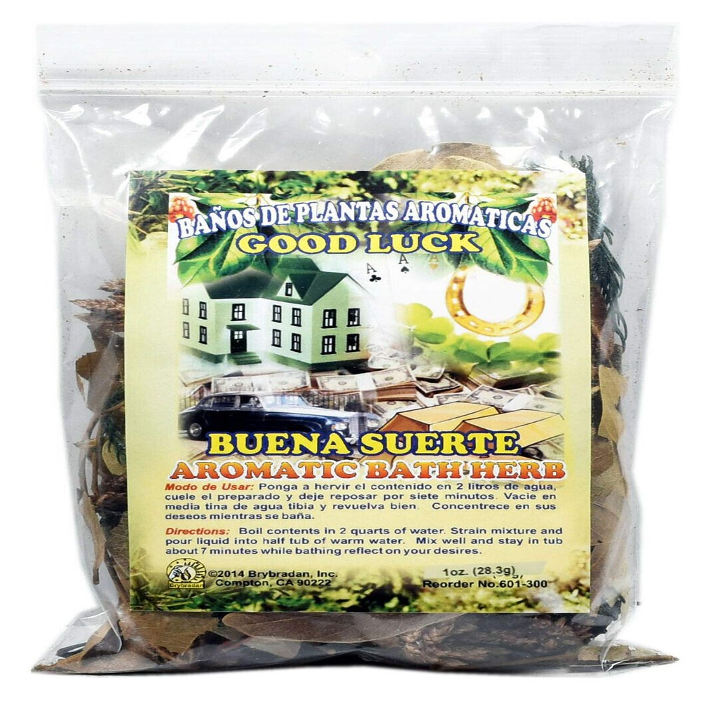 3 PCS Aromatic Soothing Herbal Bath Good Luck Buena Suerte BANO DE PLANTAS AROMATICAS - Made in USA - 1 OZ