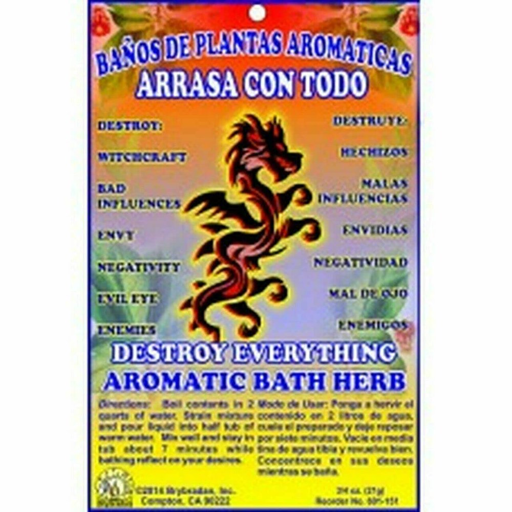 6 PCS Aromatic Soothing Herbal Bath Destroy Everything ARRASA CON TODO BANO DE PLANTAS AROMATICAS - Made in USA - 1 OZ