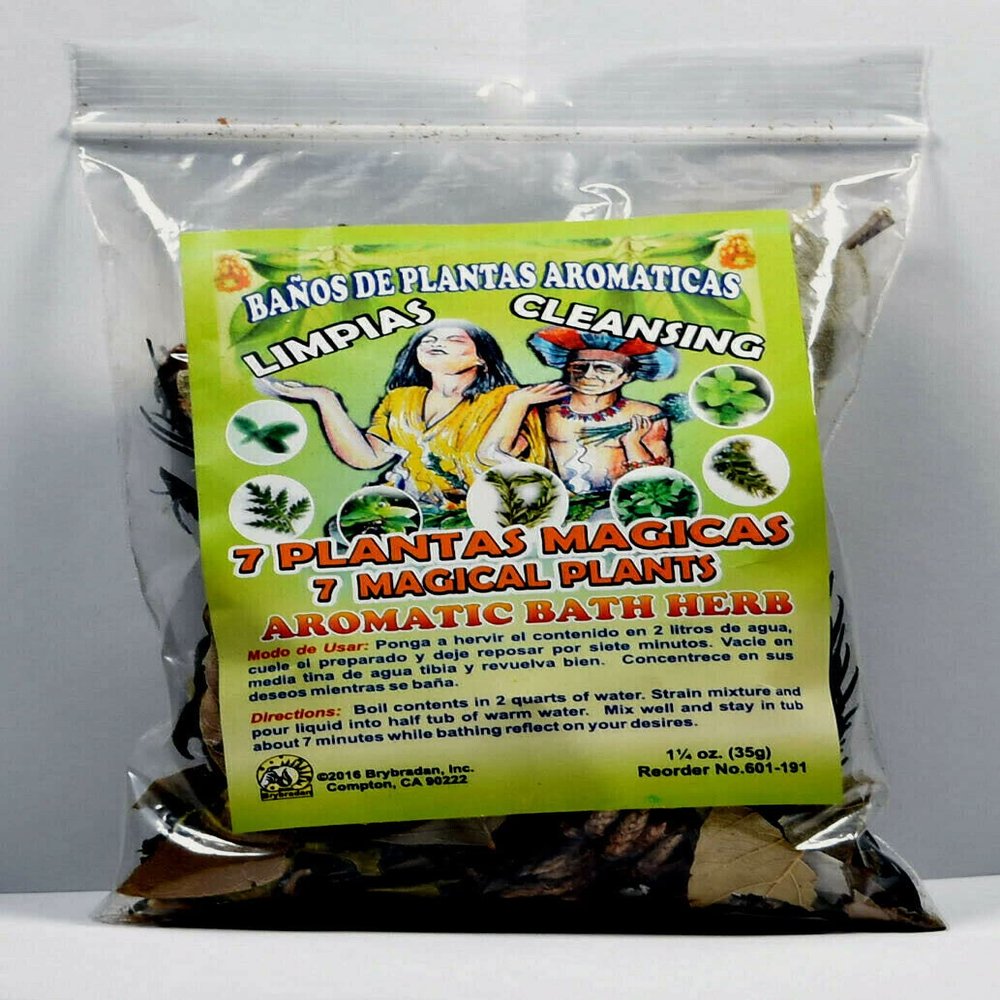3 PCS Aromatic Soothing Herbal Bath 7 Magical Plants Cleansing 7 PLANTAS MAGICAS LIMPIAS BANO DE PLANTAS AROMATICAS - Made in USA - 1 OZ