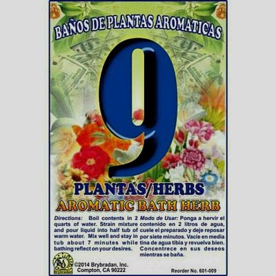 1 PC Aromatic Soothing Herbal Bath 9 Herba 9 PLANTAS BANO DE PLANTAS AROMATICAS - Made in USA - 1 OZ
