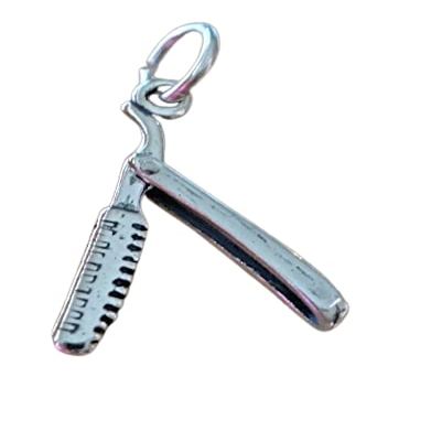 A-Store Sterling Silver 22x3mm Movable Straight Razor Blade Shaving Charm! Jewelry Making For You
