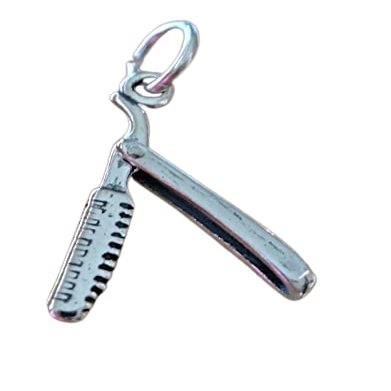 A-Store Sterling Silver 22x3mm Movable Straight Razor Blade Shaving Charm! Jewelry Making For You
