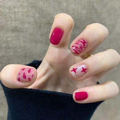 Light Rain Large Size Hand-made Press on Nails, 3D Gel UV Finished False nails with Design by Professional Manicurist
