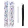 120 Pcs Transparent AB Crystal Flatback Rhinestones Set for Nail, Art, Crafts, Makeup, Tumblers Glitter Round with Tweezers and Picking Pen view 1