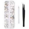 120 Pcs White Crystal Flatback Rhinestones Set for Nail, Art, Crafts, Makeup, Tumblers Glitter Round with Tweezers and Picking Pen view 1