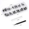 120 Pcs Black Crystal Flatback Rhinestones Set for Nail, Art, Crafts, Makeup, Tumblers Glitter Round with Tweezers and Picking Pen view 4