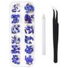 120 Pcs Blue Crystal Flatback Rhinestones Set for Nail, Art, Crafts, Makeup, Tumblers Glitter Round with Tweezers and Picking Pen view 1