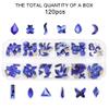 120 Pcs Blue Crystal Flatback Rhinestones Set for Nail, Art, Crafts, Makeup, Tumblers Glitter Round with Tweezers and Picking Pen view 3
