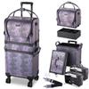 BYOOTIQUE 3 IN1 Rolling Makeup Train Case Lockable Large Storage Cosmetic Trolley Travel Storage Case for Hairstylist Makeup Artist Salon, Purple Snake Skin Pattern view 1
