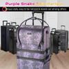BYOOTIQUE 3 IN1 Rolling Makeup Train Case Lockable Large Storage Cosmetic Trolley Travel Storage Case for Hairstylist Makeup Artist Salon, Purple Snake Skin Pattern view 2