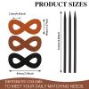 3 Pieces Leather Hair Barrette with Stick, UHOMENY Leather Hair Barrette Slide Pins with Stick Accessories for Women 8 Shape Hair Ponytail Holders with Wooden Stick for Girls view 3