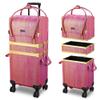BYOOTIQUE 3 IN1 Rolling Makeup Case Sequin Cosmetic Case Artist Travel Train Case Lockable Rolling Leather Trolley with Removable Belt and Organizer Storage Hand Bag, Glamorous Red view 1
