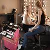 BYOOTIQUE 3 IN1 Rolling Makeup Case Sequin Cosmetic Case Artist Travel Train Case Lockable Rolling Leather Trolley with Removable Belt and Organizer Storage Hand Bag, Glamorous Red view 4