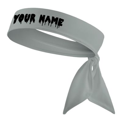 B3 U ATHLETICS Custom Personalized Name or Text Head Tie Sports Moisture Wicking Stretch Headband - You Choose Color & Font Colors White Black Red Blue Yellow Orange Green Purple Pink (Grey Headband)