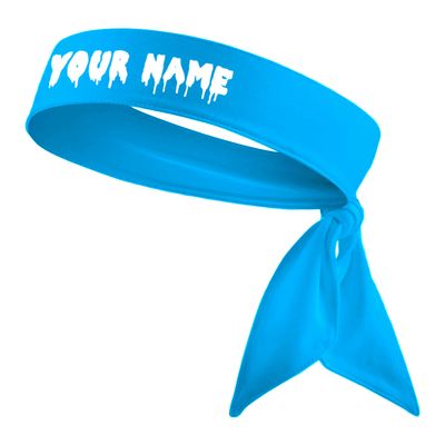 B3 U ATHLETICS Custom Personalized Name or Text Head Tie Sports Moisture Wicking Stretch Headband - You Choose Color & Font Colors White Black Red Yellow Orange Green Purple Pink Grey (Blue Headband)