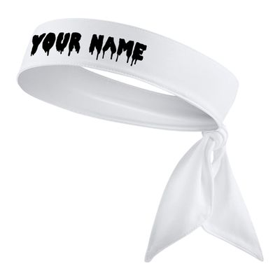 B3 U ATHLETICS Custom Personalized Name or Text Head Tie Sports Moisture Wicking Stretch Headband You Choose Color and Font Colors Black Red Blue Yellow Orange Green Purple Pink Grey (White Headband)