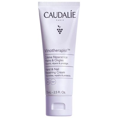 Caudalie Vinotherapist Hand and Nail Cream with Shea Butter and Grapeseed Oil, Vegan and Dermatologically Tested - 75 mL