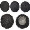 Afro Curl Mens Toupee Breathable Lace Poly PU African American Hair System Peluca para hombre FACE MIRACLE (1B# OFF BLACK 12mm afro wave) view 3