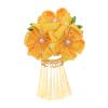 ABOOFAN Japanese Hair Clip Kimono Kanzashi Flower Hairpin Fans Shape Barrette Tassel Bobby Pin for Women Girls Cosplay Decoration Yellow view 1