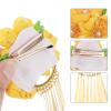 ABOOFAN Japanese Hair Clip Kimono Kanzashi Flower Hairpin Fans Shape Barrette Tassel Bobby Pin for Women Girls Cosplay Decoration Yellow view 3