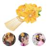 ABOOFAN Japanese Hair Clip Kimono Kanzashi Flower Hairpin Fans Shape Barrette Tassel Bobby Pin for Women Girls Cosplay Decoration Yellow view 4
