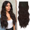 FESHFEN Clip in Hair Extensions - 4 PCS Long Wavy Thick Clip in Hairpieces Full Head Synthetic Hair Extension for Women, Dark Brown 20 Inch view 1
