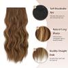 FESHFEN Clip in Hair Extensions - 4 PCS Long Wavy Thick Highlighted Clip in Hairpieces Synthetic Hair Extension for Women, Reddish Brown Mixed Ash Blonde 20 Inch view 3