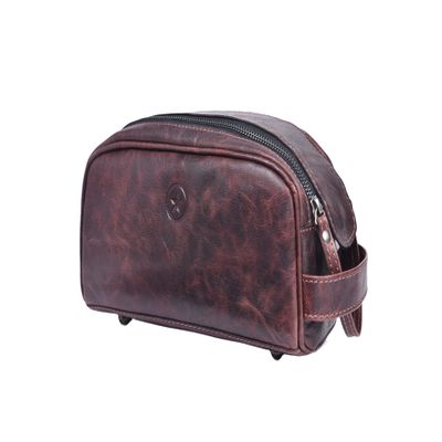 10" Premium Leather Toiletry Travel Pouch With Waterproof Lining | King-Size Handcrafted Vintage Dopp - Kit, Gift for Father's Day By Aaron Leather Goods