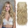 FESHFEN Clip in Hair Extensions - 4 PCS Long Wavy Thick Highlighted Clip in Hairpieces Synthetic Hair Extension for Women, Dirty Blonde 20 Inch view 1