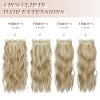 FESHFEN Clip in Hair Extensions - 4 PCS Long Wavy Thick Highlighted Clip in Hairpieces Synthetic Hair Extension for Women, Dirty Blonde 20 Inch view 2