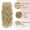 FESHFEN Clip in Hair Extensions - 4 PCS Long Wavy Thick Highlighted Clip in Hairpieces Synthetic Hair Extension for Women, Dirty Blonde 20 Inch view 3