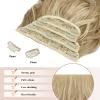 FESHFEN Clip in Hair Extensions - 4 PCS Long Wavy Thick Highlighted Clip in Hairpieces Synthetic Hair Extension for Women, Dirty Blonde 20 Inch view 4