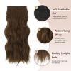 FESHFEN Clip in Hair Extensions - 4 PCS Long Wavy Thick Clip in Hairpieces Full Head Synthetic Hair Extension for Women, Chestnut Brown 20 Inch view 3