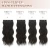 FESHFEN Clip in Hair Extensions - 4 PCS Long Wavy Thick Clip in Hairpieces Full Head Soft Synthetic Hair Extension for Women, Natural Black 20 Inch view 2