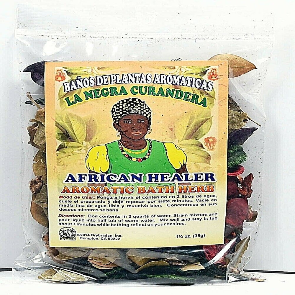 1 PC Aromatic Soothing Herbal Bath African Healer- Negra CURANDERA BANO DE PLANTAS AROMATICAS - Made in USA - 1 OZ
