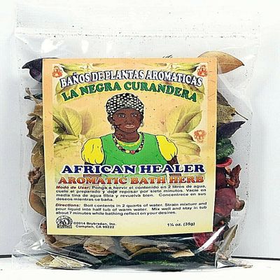 6 PCS Aromatic Soothing Herbal Bath African Healer- Negra CURANDERA BANO DE PLANTAS AROMATICAS - Made in USA - 1 OZ