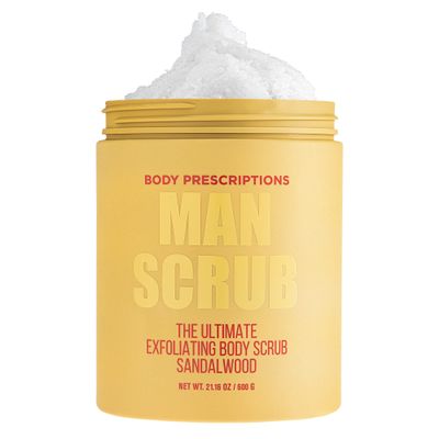 Body Prescriptions Mens Exfoliating Body Scrub  Ultimate Skin Cleansing Wash in Jar with Twist-Top Lid, For All Skin Types, 21 Ounce (Pack of 1), Sandalwood