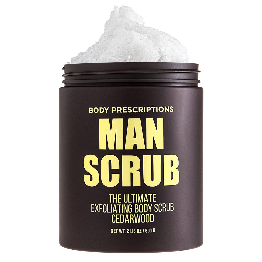 Body Prescriptions Mens Exfoliating Body Scrub  Ultimate Skin Cleansing Wash in Jar with Twist-Top Lid, For All Skin Types, 21 Ounce (Pack of 1), Cedarwood
