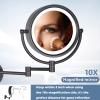 ZHANGY 8 Inch Wall Mounted Makeup Mirror with LED Lights, Plug 3X Magnifying Mirror, Wall 360Rotatable Extendable Double-Sided, Bathroom and in Beauty and Personal Care, Bronze view 3