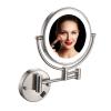 ZHANGY 8 Inch Wall Mounted Makeup Mirror with LED Lights, Plug 3X Magnifying Mirror, Wall 360Rotatable Extendable Double-Sided, Bathroom and in Beauty and Personal Care, Brushed Nickel view 1